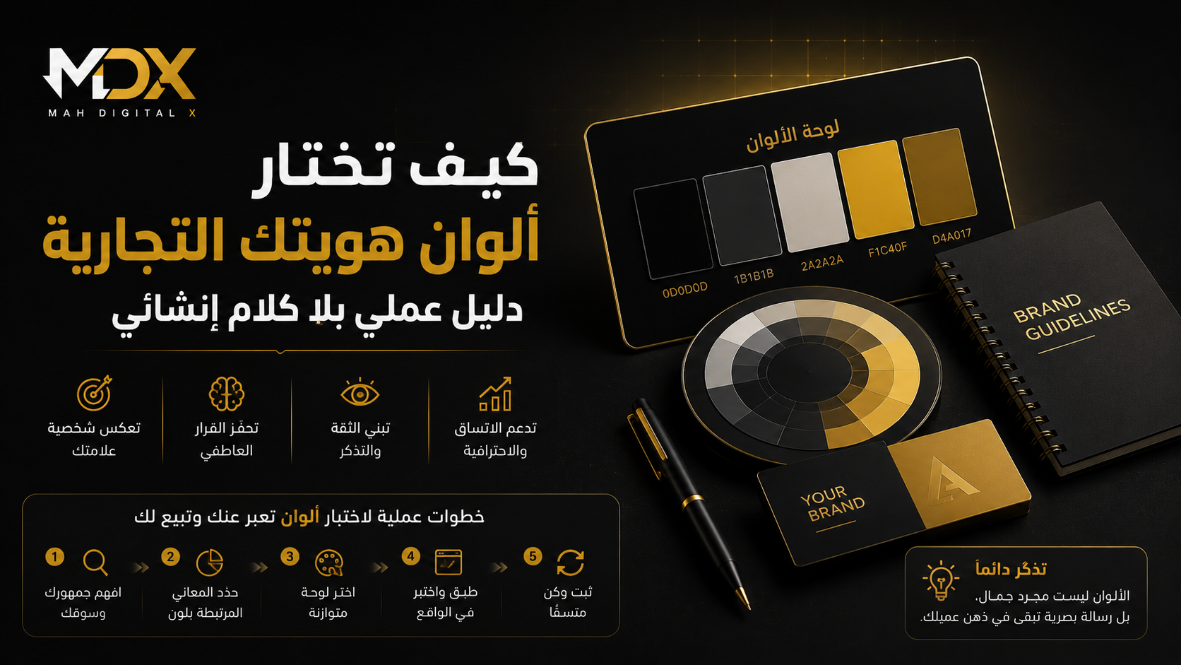كيف تختار ألوان هويتك التجارية؟ دليل عملي بلا كلام إنشائي